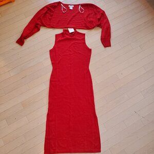 NAADAM ! SILK AND WOLL BLEND DRESS AND CARDIGAN ( S)